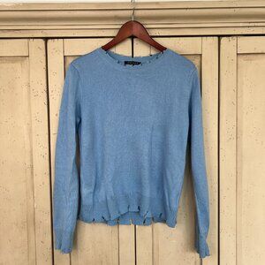 Decker Distressed Hem Knit Sweater, Sky Blue, Size Small